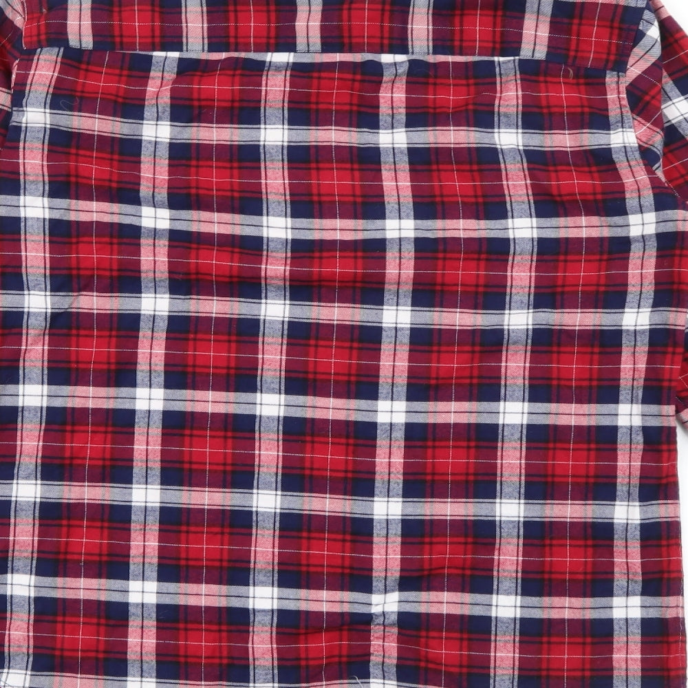 NEXT Mens Red Plaid Cotton  Button-Up Size S Collared Button