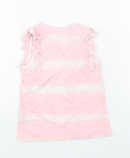 Dunnes Stores Girls Pink Striped Cotton Basic Tank Size 3-4 Years Round Neck Pullover