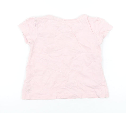 Dunnes Stores Girls Pink  Cotton Basic T-Shirt Size 12-18 Months Round Neck Pullover