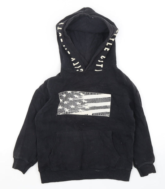Zara Boys Black  Cotton Pullover Hoodie Size 6 Years  Pullover - USA