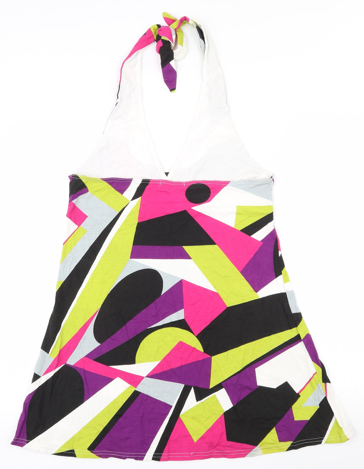 MK Womens Multicoloured Geometric Viscose Tunic Tank Size 16 Halter
