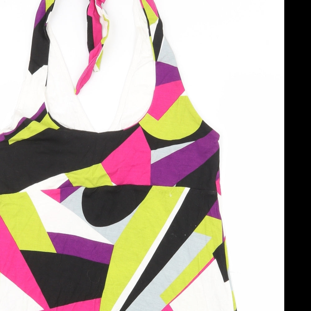 MK Womens Multicoloured Geometric Viscose Tunic Tank Size 16 Halter