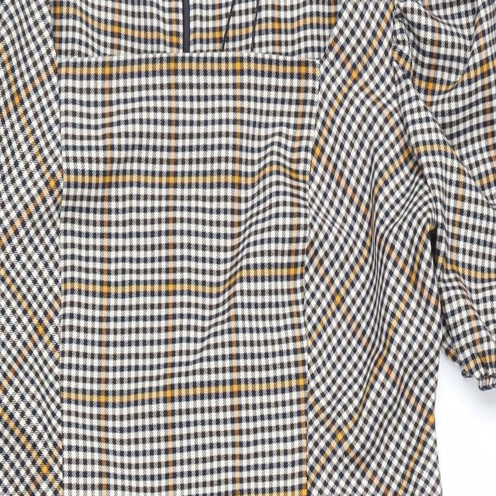 Lola Skye Womens Multicoloured Geometric Polyester A-Line  Size 12  Square Neck Zip