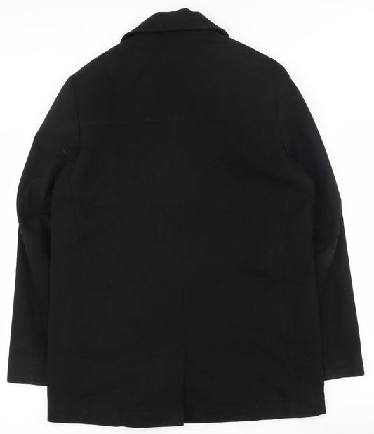 NEXT Womens Black   Overcoat Coat Size S  Button