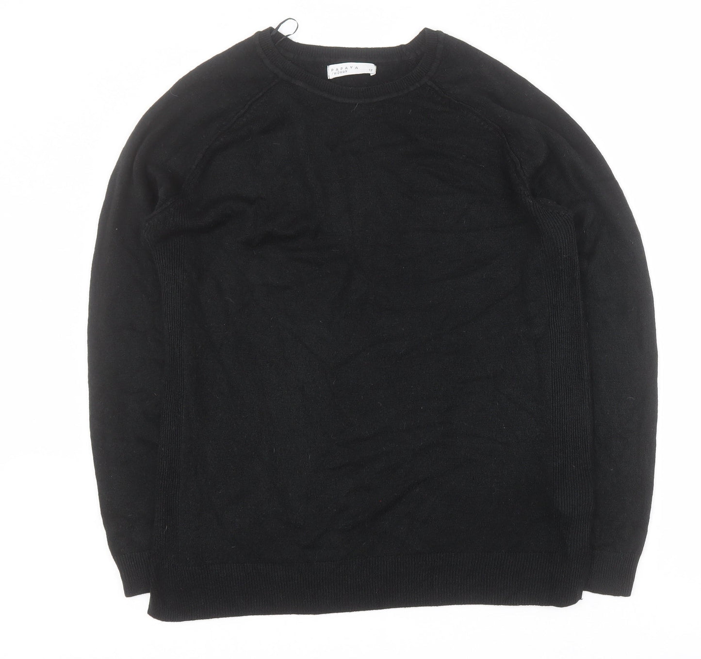 Matalan Womens Black Round Neck  Acrylic Pullover Jumper Size 12