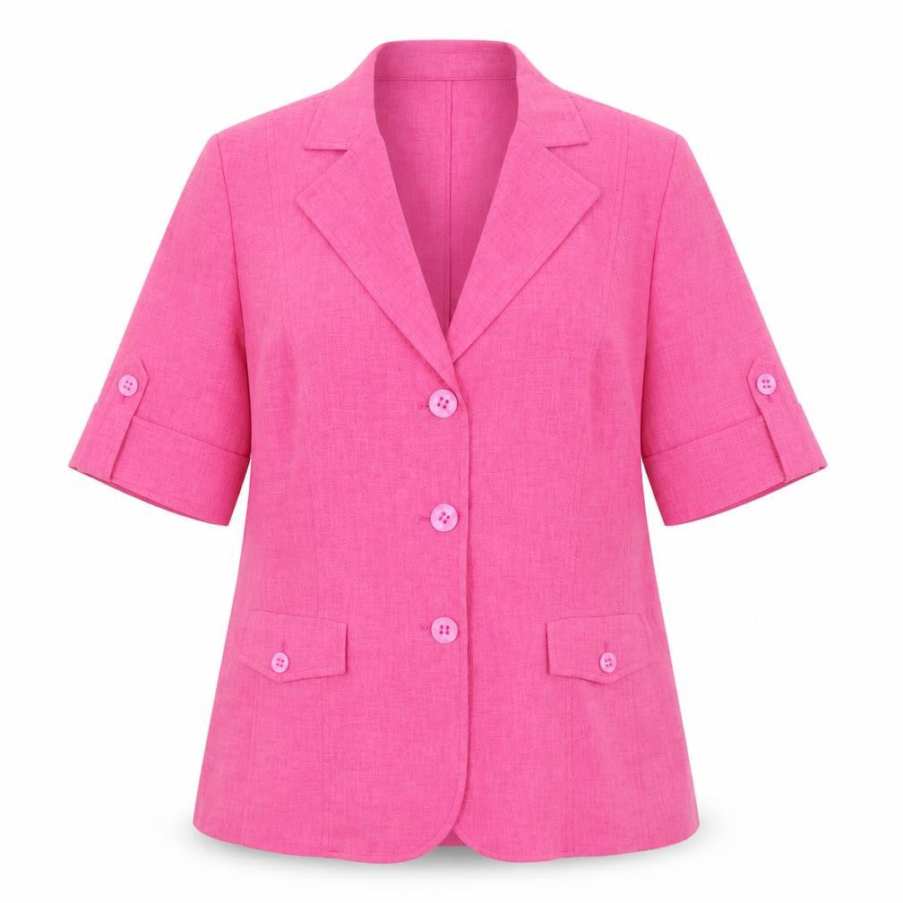 Eugen Klein Womens Pink  Polyester Basic Button-Up Size 16 Collared