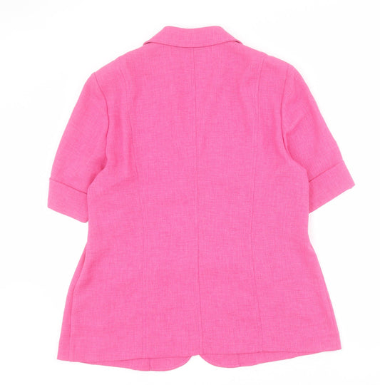 Eugen Klein Womens Pink  Polyester Basic Button-Up Size 16 Collared