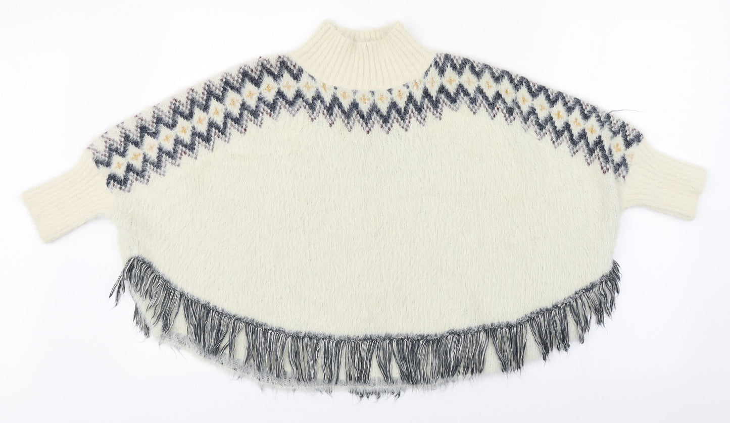Matalan Girls Multicoloured High Neck Fair Isle Polyester Pullover Jumper Size 9 Years  Pullover