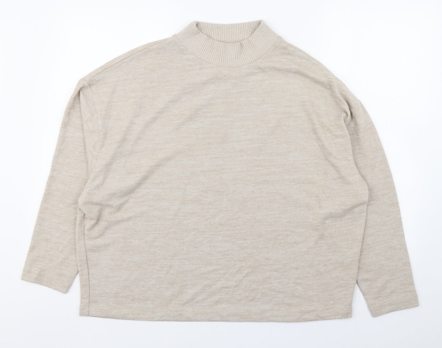 H&M Womens Beige Round Neck  Polyester Pullover Jumper Size M