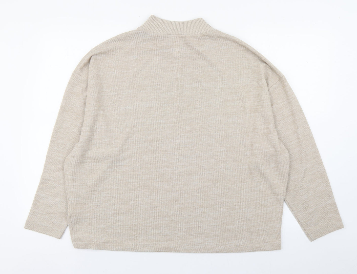 H&M Womens Beige Round Neck  Polyester Pullover Jumper Size M