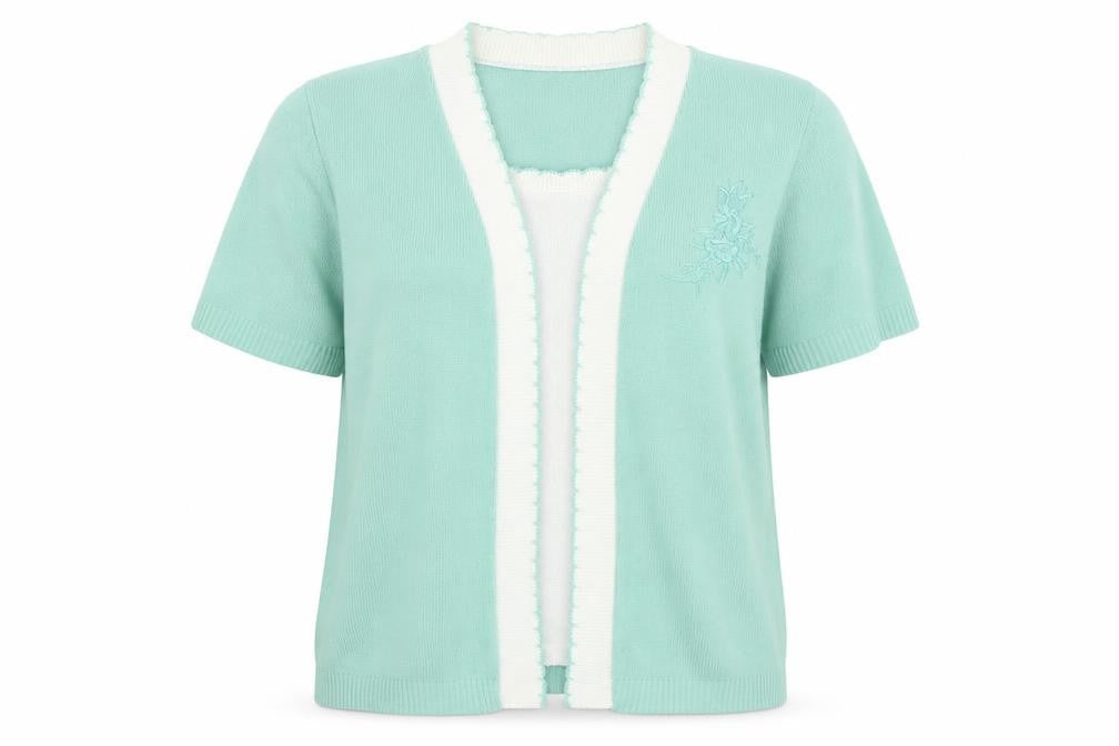 Pure & Natural Womens Green V-Neck  Acrylic Cardigan Jumper Size L