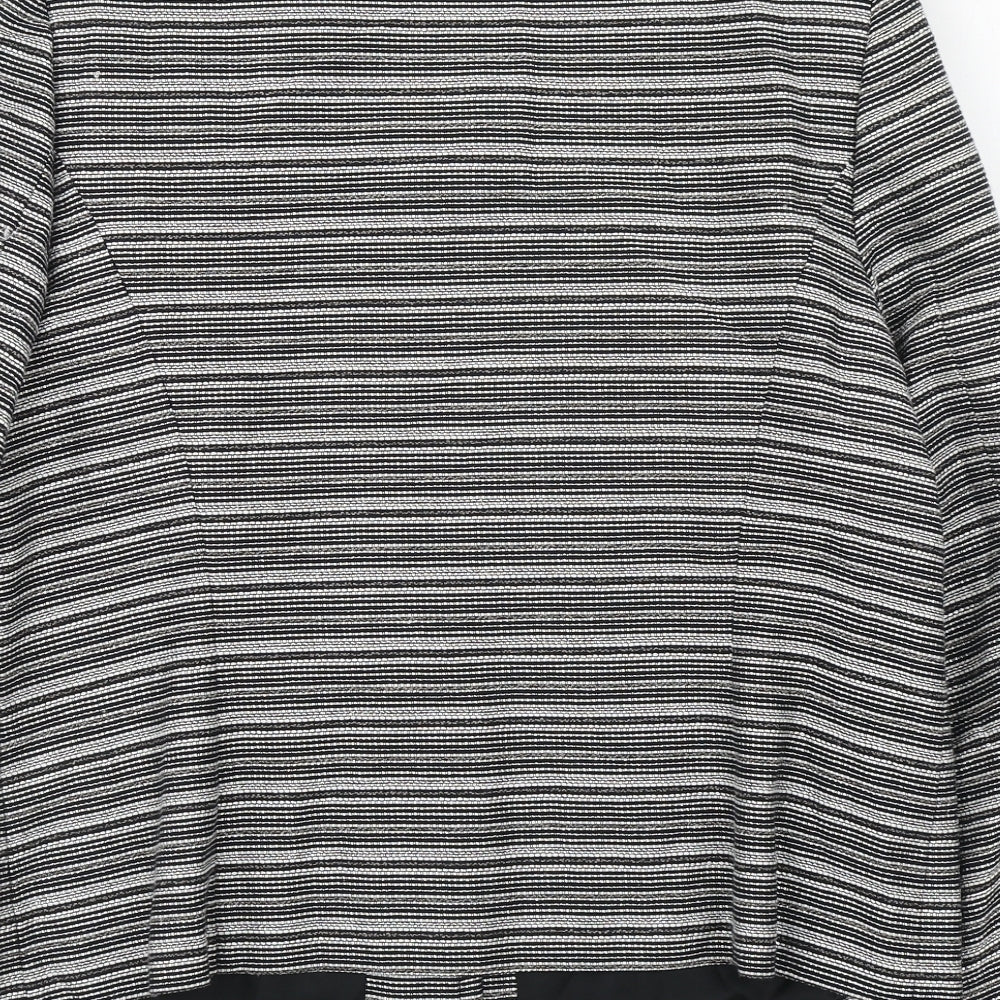 CC Womens Black Striped  Jacket Blazer Size 14  Button
