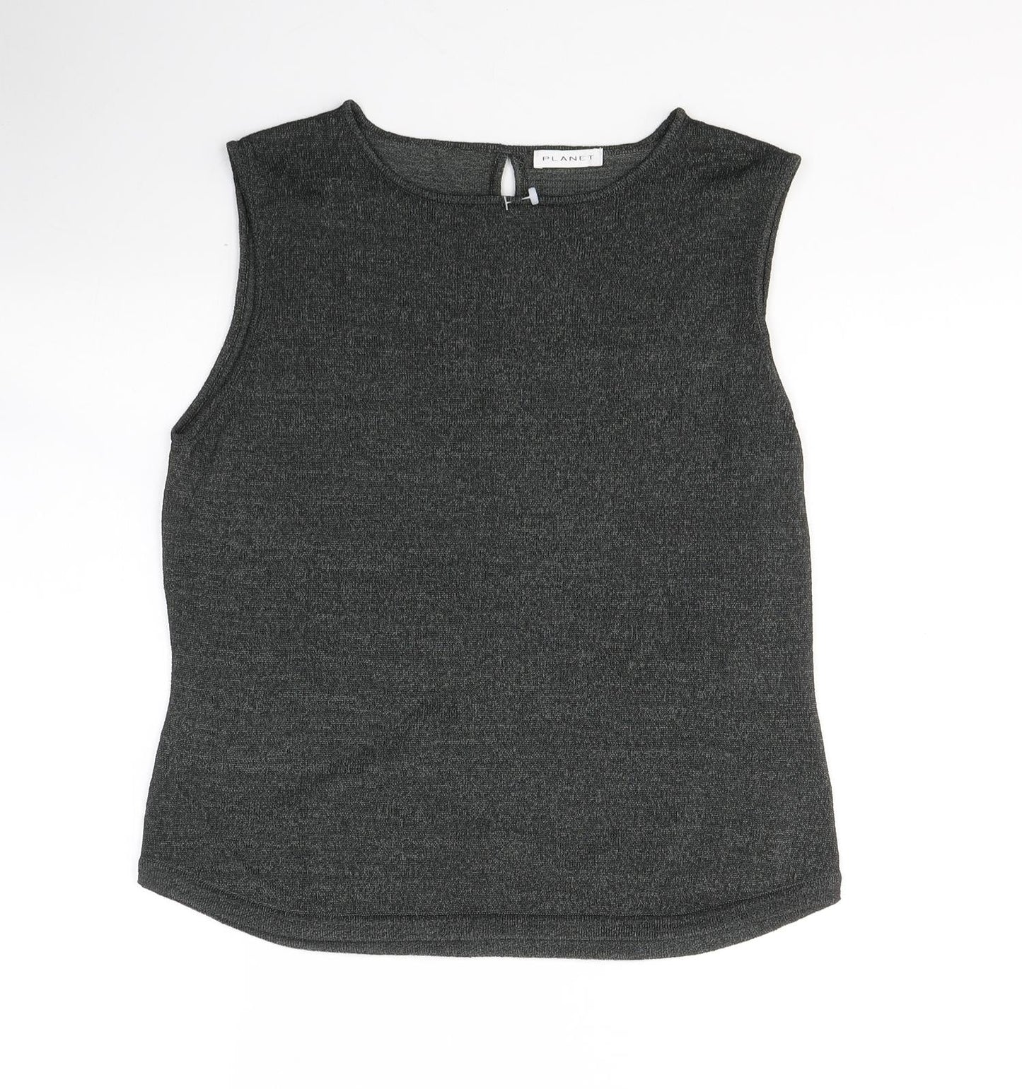Planet Womens Black  Polyester Basic Tank Size M Round Neck
