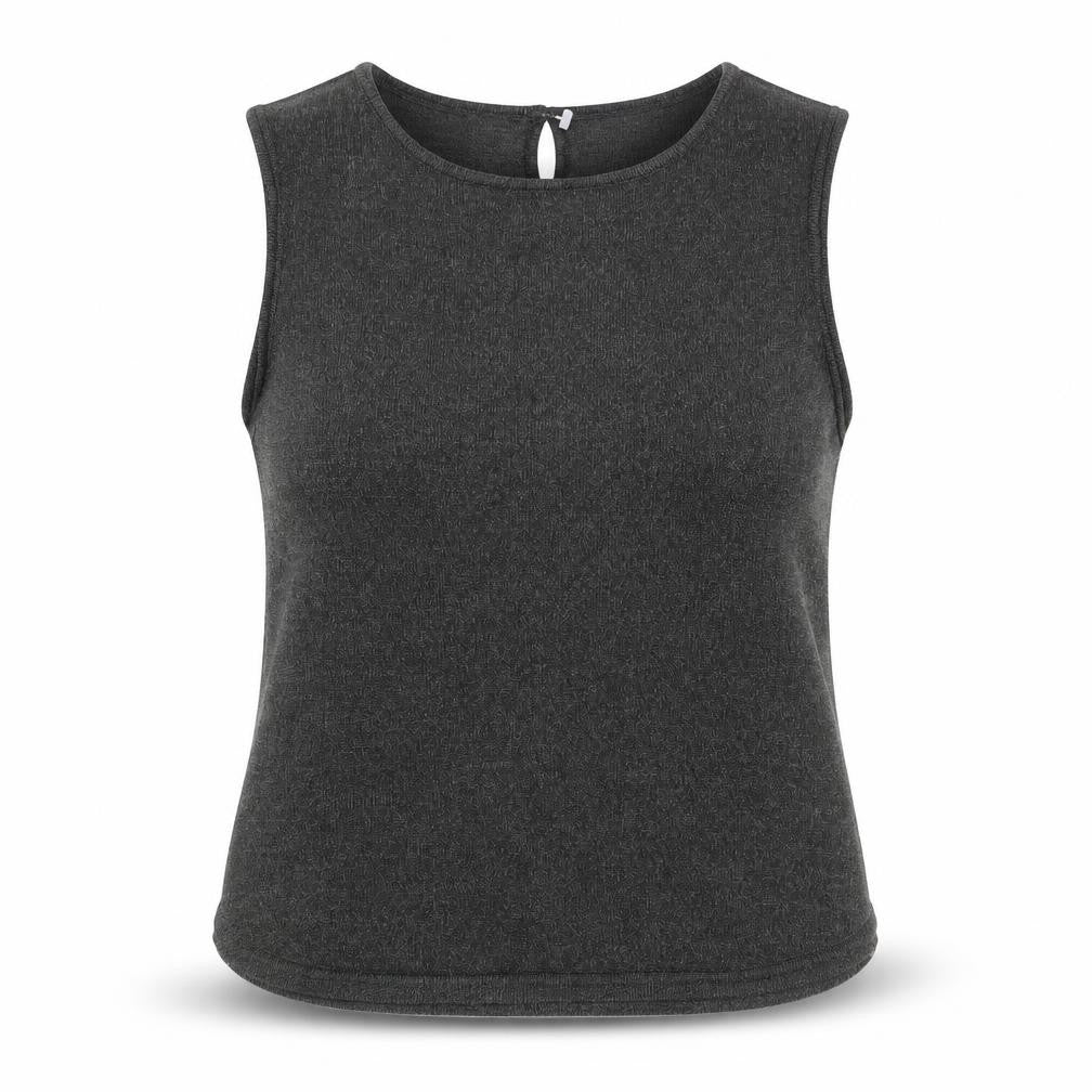 Planet Womens Black  Polyester Basic Tank Size M Round Neck