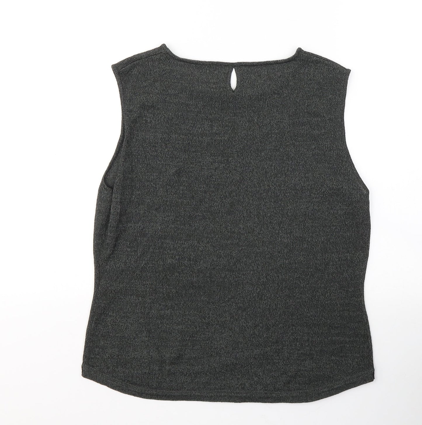Planet Womens Black  Polyester Basic Tank Size M Round Neck