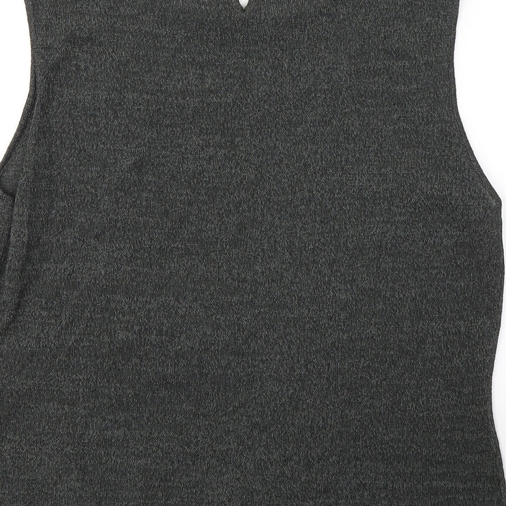 Planet Womens Black  Polyester Basic Tank Size M Round Neck