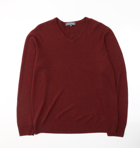 Marks and Spencer  Mens Red V-Neck  Acrylic Pullover Jumper Size L
