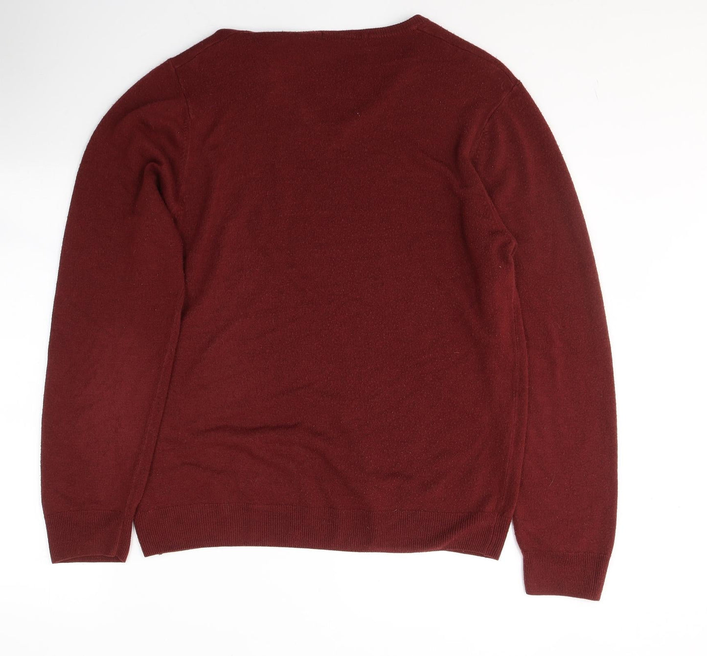 Marks and Spencer  Mens Red V-Neck  Acrylic Pullover Jumper Size L