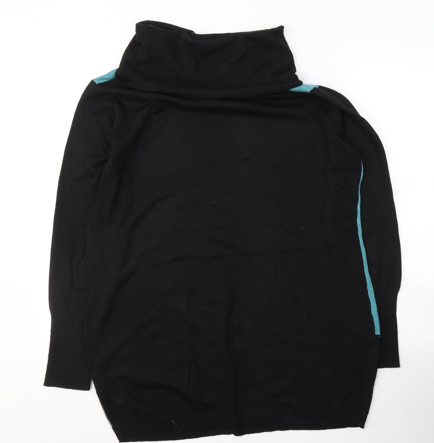 Roman Womens Black Colourblock Acrylic Basic Blouse Size 20 Roll Neck