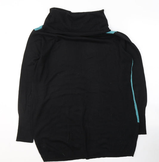 Roman Womens Black Colourblock Acrylic Basic Blouse Size 20 Roll Neck