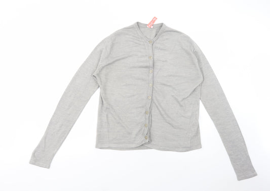 MF Couture Womens Grey Crew Neck  Acrylic Cardigan Jumper Size 16
