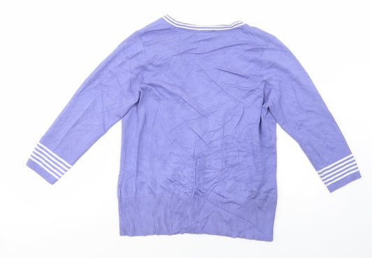 Sarah Hamilton Womens Purple V-Neck  Viscose Cardigan Jumper Size M