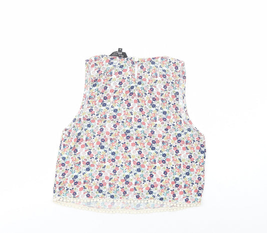 New Look Girls Multicoloured Floral Viscose Pullover Blouse Size 12 Years Boat Neck Button