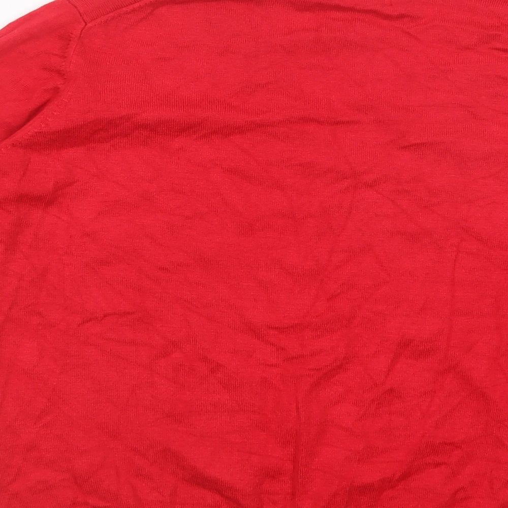 Marks and Spencer Womens Red V-Neck  Viscose Pullover Jumper Size 18
