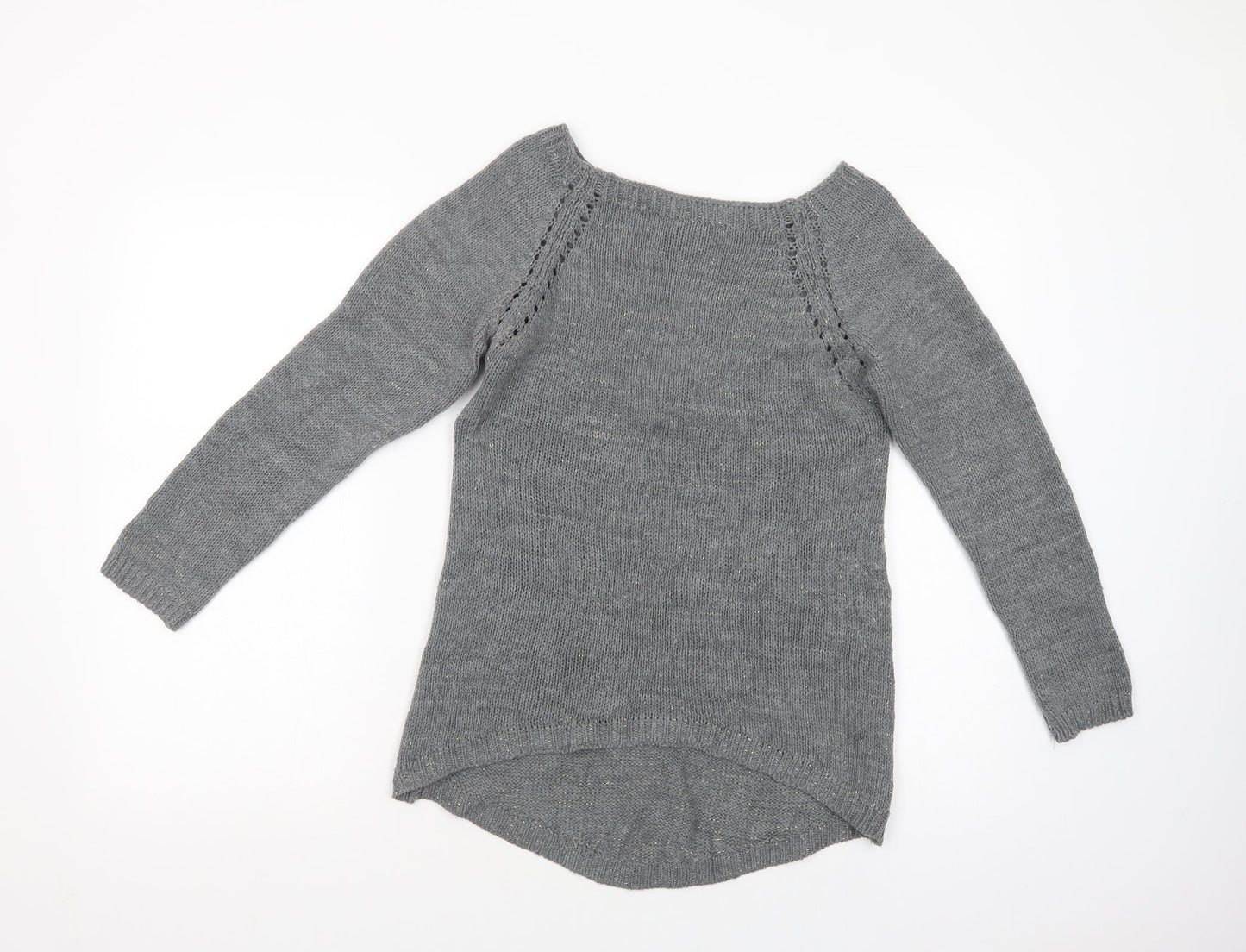 Made in Italy Womens Grey Boat Neck  Acrylic Pullover Jumper Size S