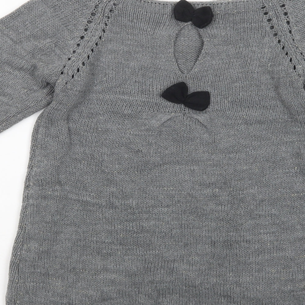 Made in Italy Womens Grey Boat Neck  Acrylic Pullover Jumper Size S