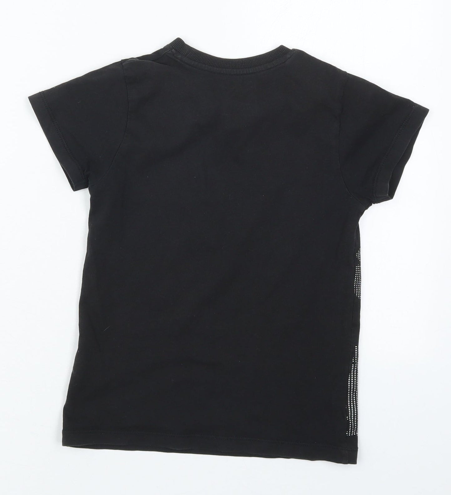 Matalan Boys Black  Cotton Basic T-Shirt Size 7 Years Crew Neck Pullover - NYC