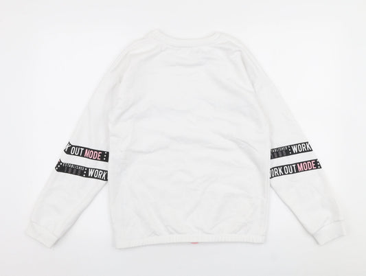 George Girls White  Polyester Pullover Sweatshirt Size 12-13 Years  Pullover - Work out mode