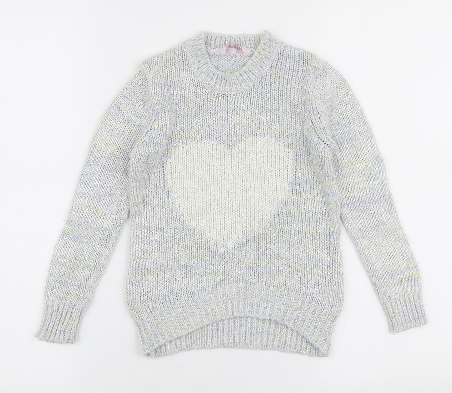 Miss Evie Girls Multicoloured Round Neck  Acrylic Pullover Jumper Size 6-7 Years  Pullover - Heart