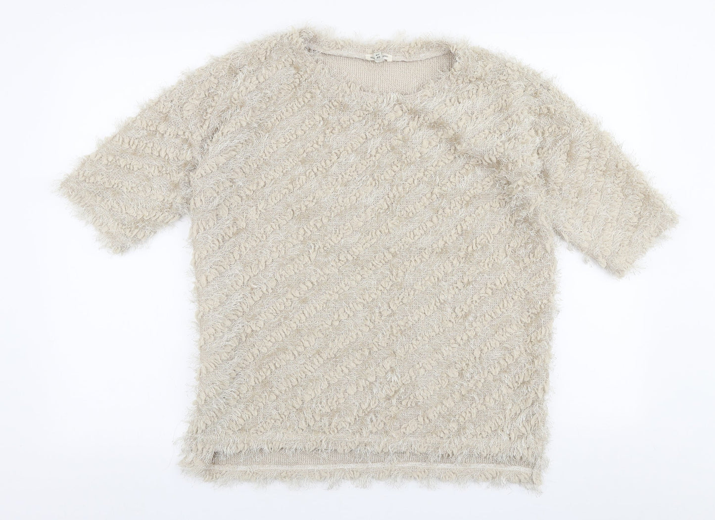 River Island Womens Beige Round Neck  Polyester Pullover Jumper Size 14