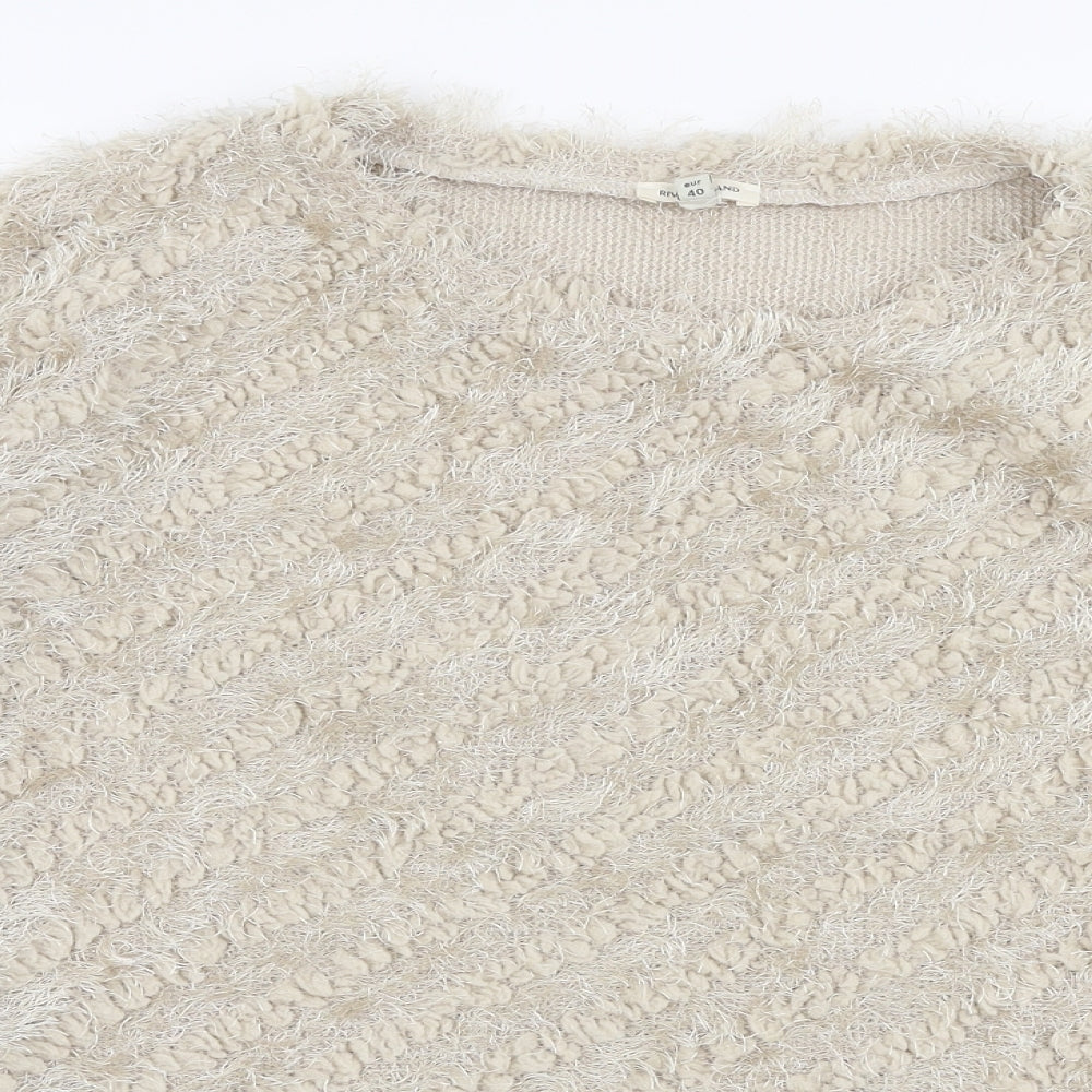 River Island Womens Beige Round Neck  Polyester Pullover Jumper Size 14