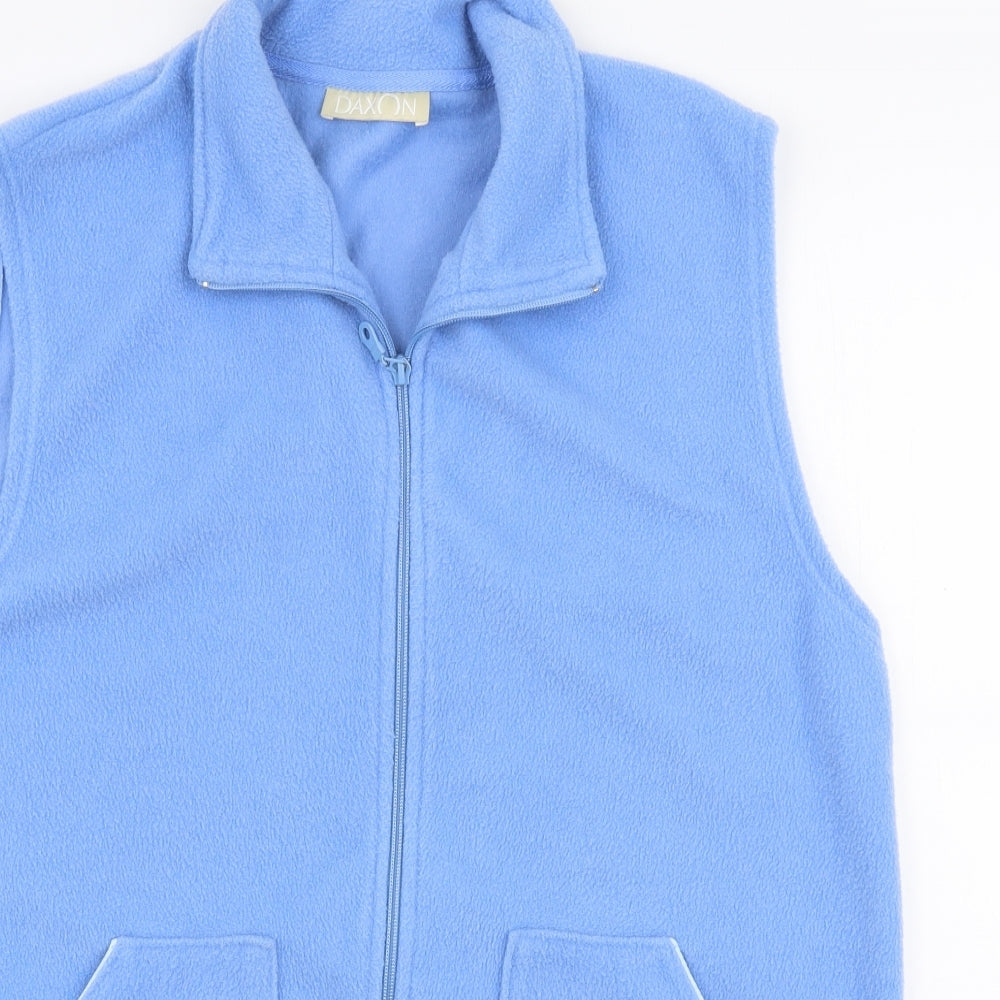 Daxon Womens Blue Floral  Gilet Jacket Size S  Zip