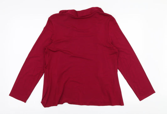 Saloos Womens Pink Geometric Viscose Basic Blouse Size 14 Scoop Neck