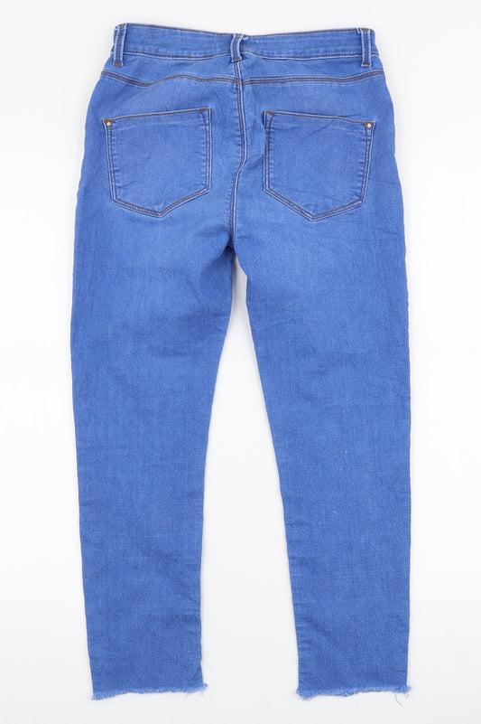 Dorothy Perkins Womens Blue  Cotton Skinny Jeans Size 10 L23 in Slim Zip