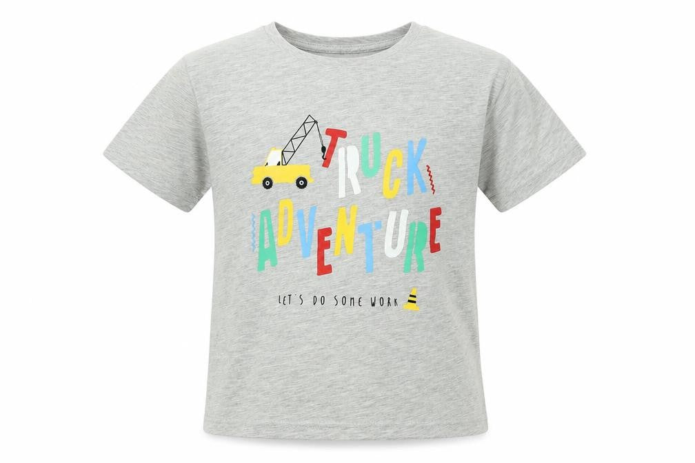 Matalan Boys Grey  Cotton Basic T-Shirt Size 5-6 Years Crew Neck Pullover - Trucks