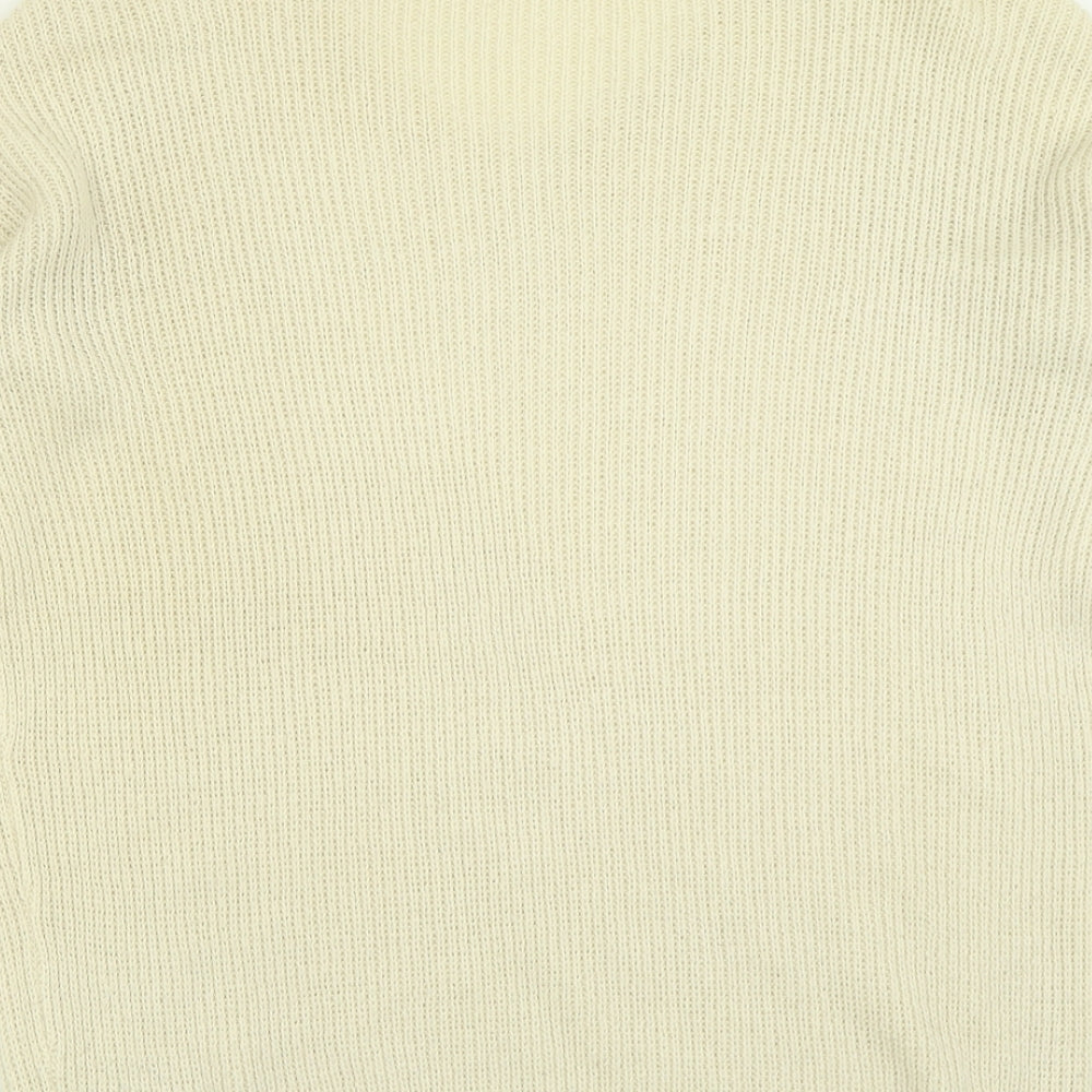 H&M Womens Ivory V-Neck  Acrylic Pullover Jumper Size XS