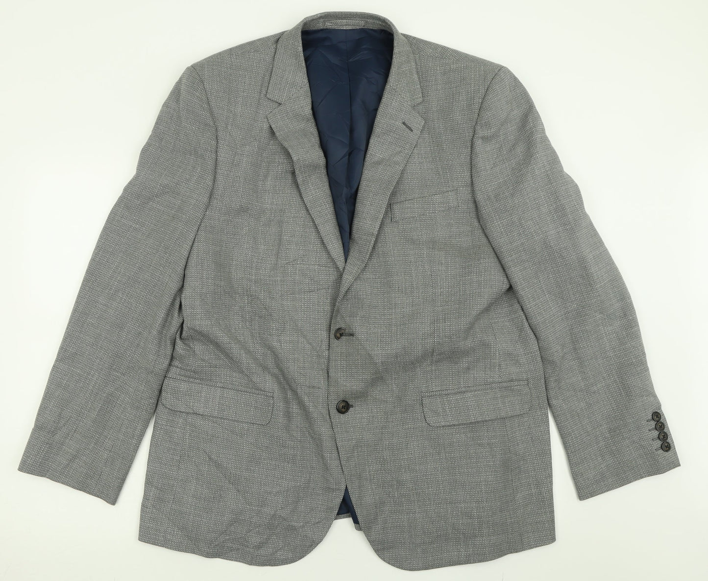 Marks and Spencer Mens Grey Plaid Polyester Jacket Suit Jacket Size 44