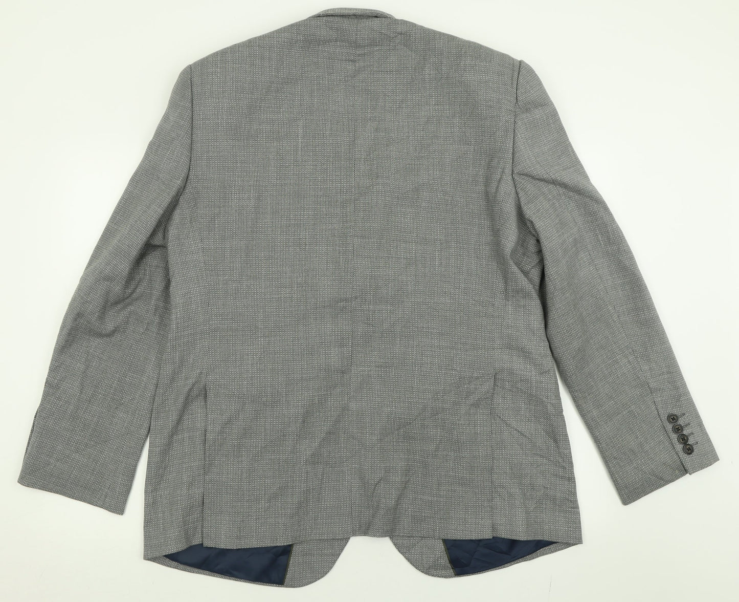Marks and Spencer Mens Grey Plaid Polyester Jacket Suit Jacket Size 44