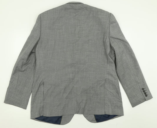 Marks and Spencer Mens Grey Plaid Polyester Jacket Suit Jacket Size 44