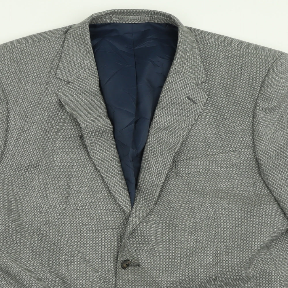 Marks and Spencer Mens Grey Plaid Polyester Jacket Suit Jacket Size 44