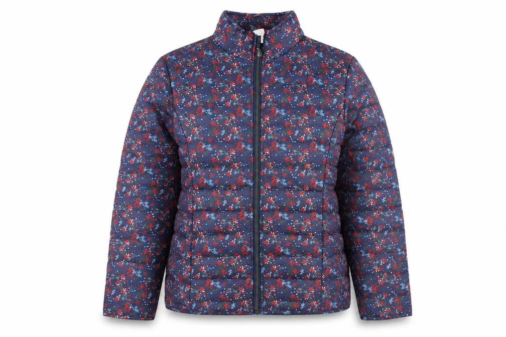 Anna De Lancay Womens Blue Floral  Puffer Jacket Jacket Size M  Zip