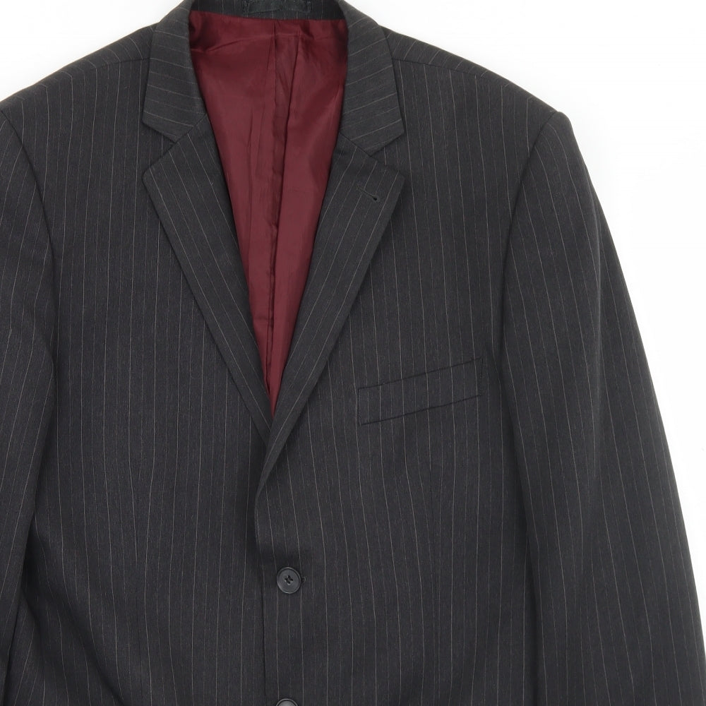 Taylor & Wright Mens Grey Striped Polyester Jacket Blazer Size 44