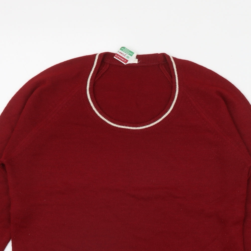 Yum Yum Womens Red Round Neck  Acrylic Pullover Jumper Size 6