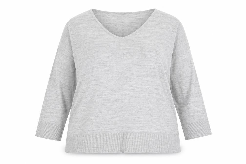 Per Una Womens Grey V-Neck  Acrylic Pullover Jumper Size 20