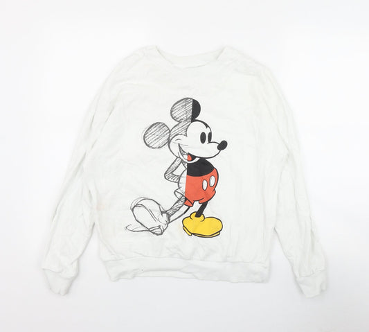 George Womens White  Cotton Pullover Sweatshirt Size 8  Pullover - Mickey Mouse