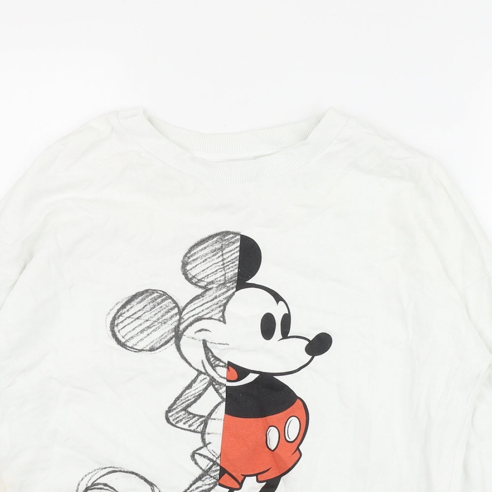 George Womens White  Cotton Pullover Sweatshirt Size 8  Pullover - Mickey Mouse